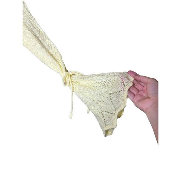 Honey & T Yellow Knit Bell Tie Sleeve Sweater Size Large - Picture 5 of 10